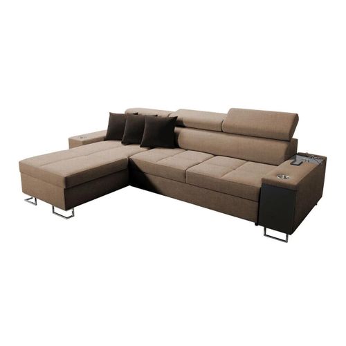 Canapé D'angle Pearland 107, Marron, Fonction De Couchage