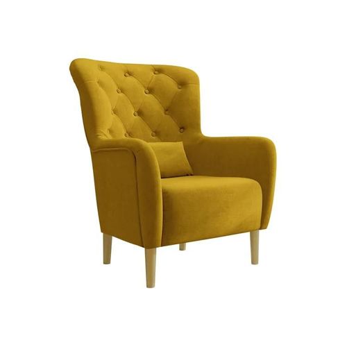 Fauteuil Orem 113, Jaune, Tapisserie, 105x82x89cm