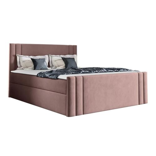 Lit Continental Baltimore 156, Double, Rose, Tapisserie, 184x213x103cm