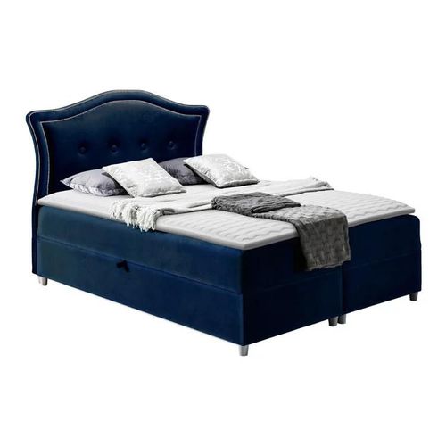 Lit Continental Baltimore 135, Double, Bleu, Tapisserie, 170x208x130cm