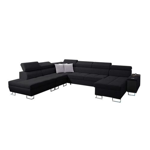 Canapé D'angle Sarasota 135, Noir, Fonction De Couchage, 360x298x84cm