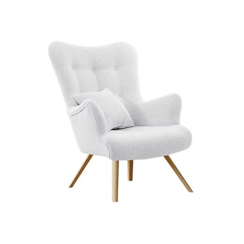 Fauteuil Clovis 106, Blanc, Tapisserie, 100x76x90cm