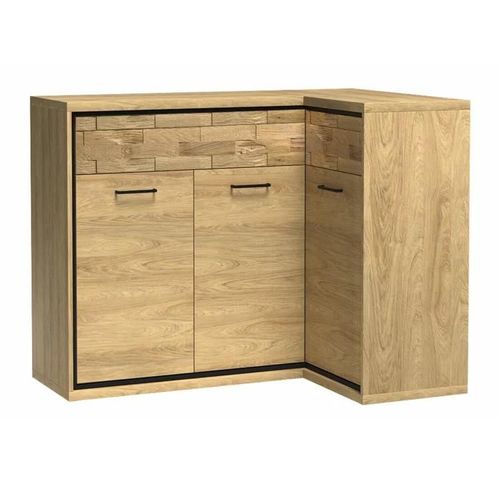 Commode D'angle Etrmoni 106, Avec Tiroirs Et Portes, 101x128x41cm