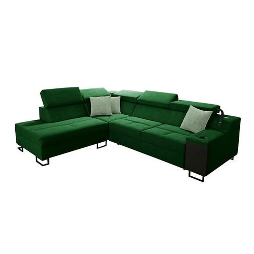 Canapé D'angle Sarasota 138, Vert, Fonction De Couchage, 287x223x100cm