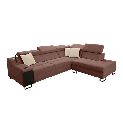 Canapé D'angle Sarasota 138, Rose, Fonction De Couchage, 287x223x100cm