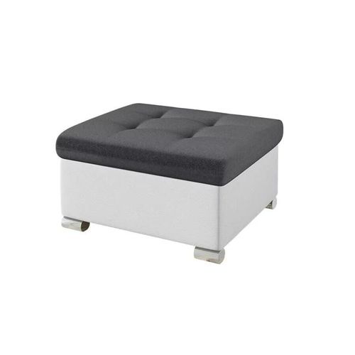 Pouf Comfivo 115, Gris, Faux Cuir + Tapisserie, 41x68x70cm
