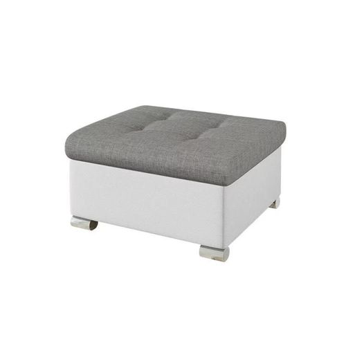 Pouf Comfivo 115, Gris, Faux Cuir + Tapisserie, 41x68x70cm