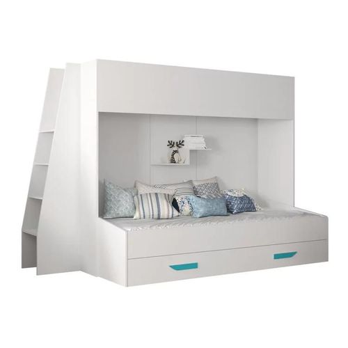 Lit Superposé Hartford 357, Superposés, Blanc, Stratifié, 94x230x165cm