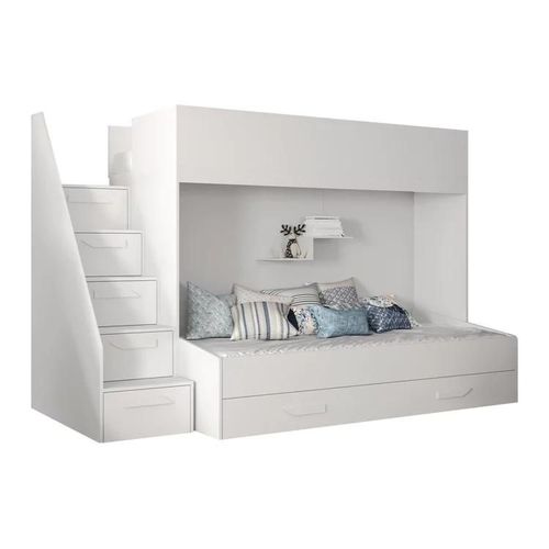 Lit Superposé Hartford 356, Superposés, Blanc, Stratifié, 95x247x167cm
