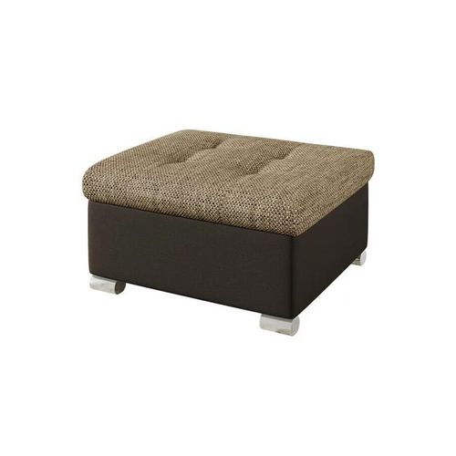 Pouf Comfivo 115, Marron, Faux Cuir + Tapisserie, 41x68x70cm