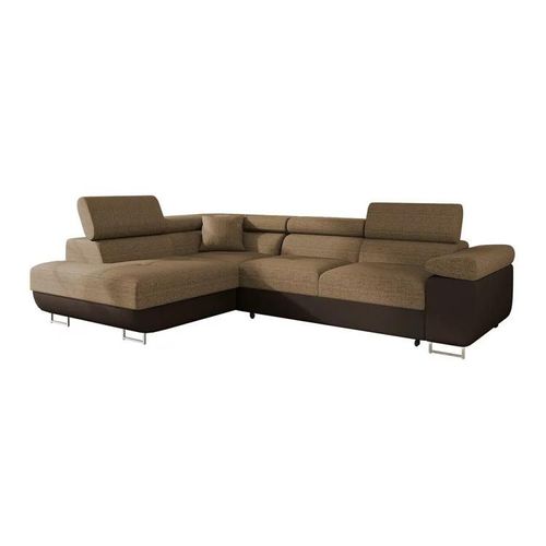 Canapé D'angle Comfivo Eliferu 100, Marron, Fonction De Couchage