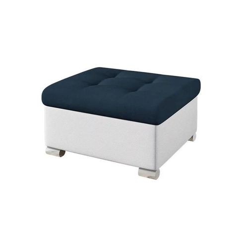 Pouf Comfivo 115, Bleu, Faux Cuir + Tapisserie, 41x68x70cm