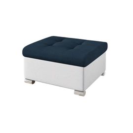 Pouf Comfivo 115, Bleu, Faux Cuir + Tapisserie, 41x68x70cm