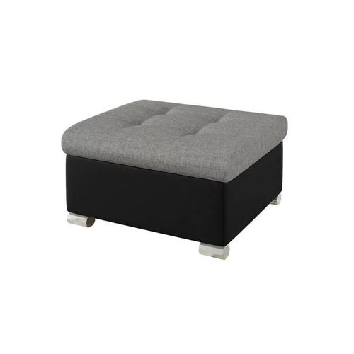 Pouf Comfivo 115, Gris, Faux Cuir + Tapisserie, 41x68x70cm