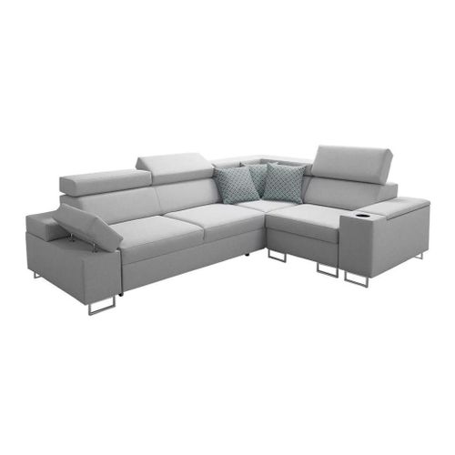 Canapé D'angle Pearland 106, Gris, Fonction De Couchage, 283x209x80cm