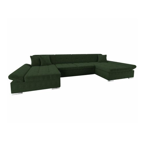 Canapé D'angle Comfivo 155, Vert, Fonction De Couchage, 360x160x75cm