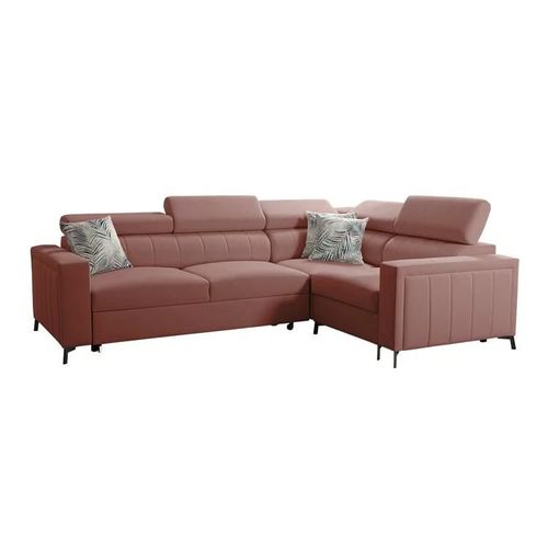 Canapé D'angle Sarasota 149, Rose, Fonction De Couchage, 275x198x83cm