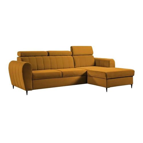 Canapé D'angle Temple 126, Jaune, Fonction De Couchage, 262x175x90cm