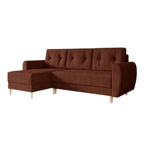 Canapé D'angle Memphis 139, Marron, Fonction De Couchage, 234x139x95cm