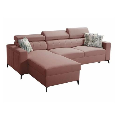 Canapé D'angle Sarasota 151, Rose, Fonction De Couchage, 250x171x83cm