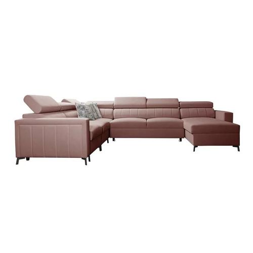 Canapé D'angle Sarasota 157, Rose, Fonction De Couchage, 351x274x83cm