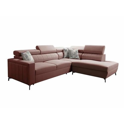 Canapé D'angle Sarasota 148, Rose, Fonction De Couchage, 265x224x83cm