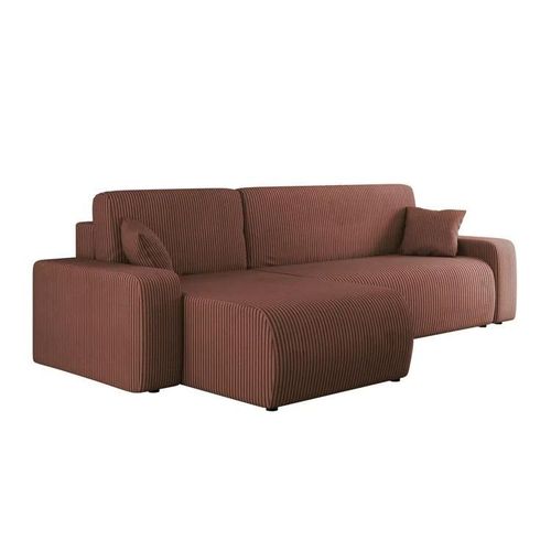 Canapé D'angle Shelton 102, Rose, Fonction De Couchage, 244x145x82cm