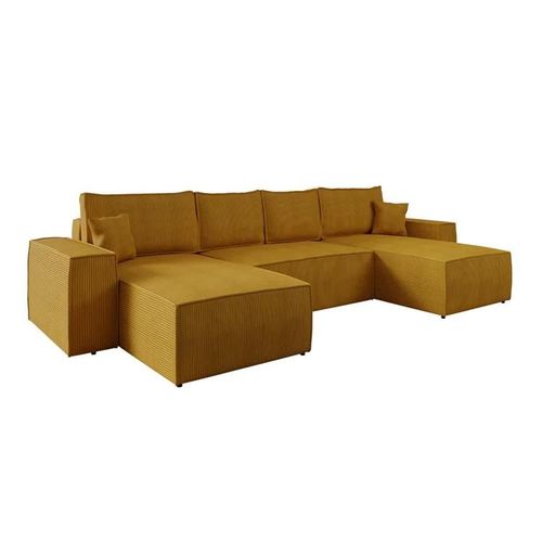 Canapé D'angle Clovis 109, Jaune, Fonction De Couchage, 370x181x94cm