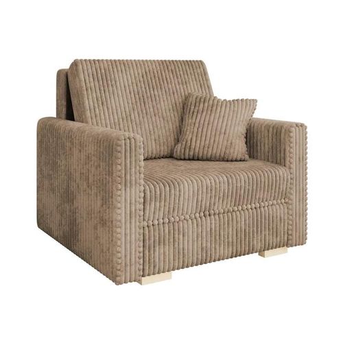 Fauteuil Columbus 207, Brun Clair, Tapisserie, 85x103x98cm