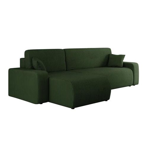 Canapé D'angle Shelton 102, Vert, Fonction De Couchage, 244x145x82cm