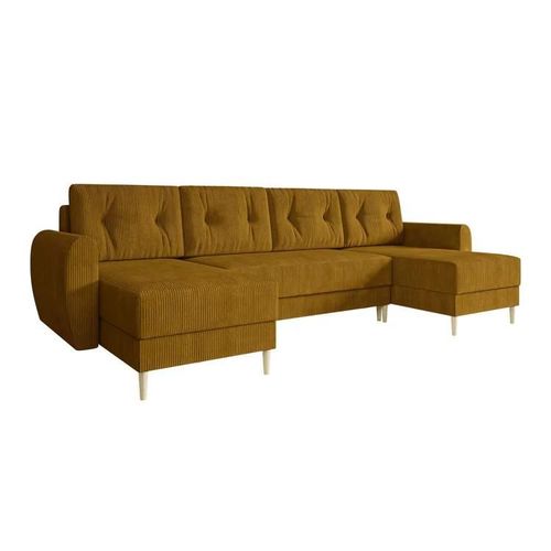 Canapé D'angle Memphis 140, Jaune, Fonction De Couchage, 307x139x95cm