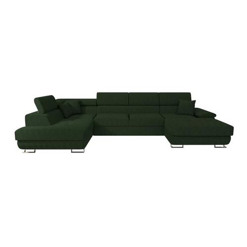 Canapé D'angle Comfivo 138, Vert, Fonction De Couchage, 345x202x71cm