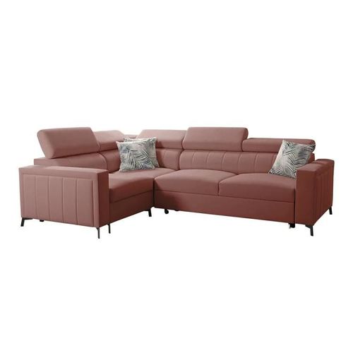 Canapé D'angle Sarasota 149, Rose, Fonction De Couchage, 275x198x83cm