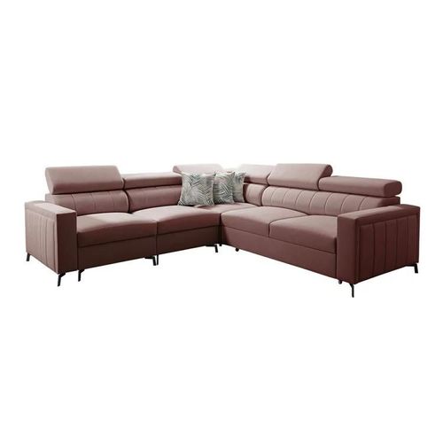 Canapé D'angle Sarasota 152, Rose, Fonction De Couchage, 275x275x83cm