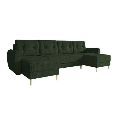 Canapé D'angle Memphis 140, Vert, Fonction De Couchage, 307x139x95cm