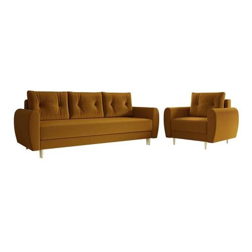 Ensemble De Canapés Memphis 145, Fonction De Couchage, Jaune