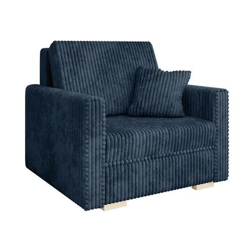 Fauteuil Columbus 207, Bleu, Tapisserie, 85x103x98cm