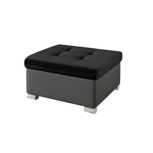 Pouf Comfivo 115, Gris, Faux Cuir + Tapisserie, 41x68x70cm