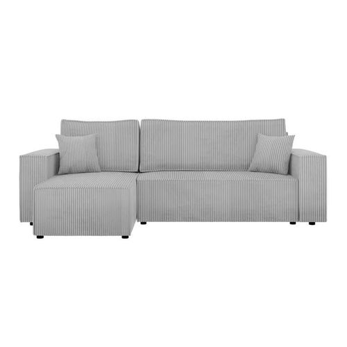 Canapé D'angle Shelton 100, Gris, Fonction De Couchage, 244x145x82cm