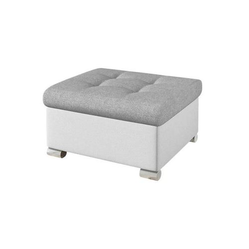 Pouf Comfivo 115, Gris, Faux Cuir + Tapisserie, 41x68x70cm
