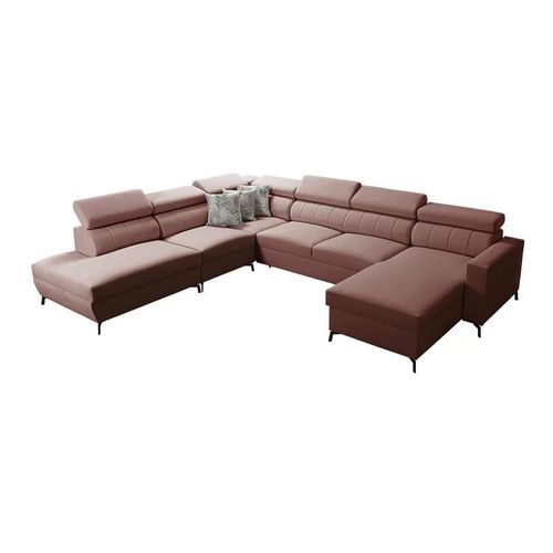 Canapé D'angle Sarasota 155, Rose, Fonction De Couchage, 351x302x83cm