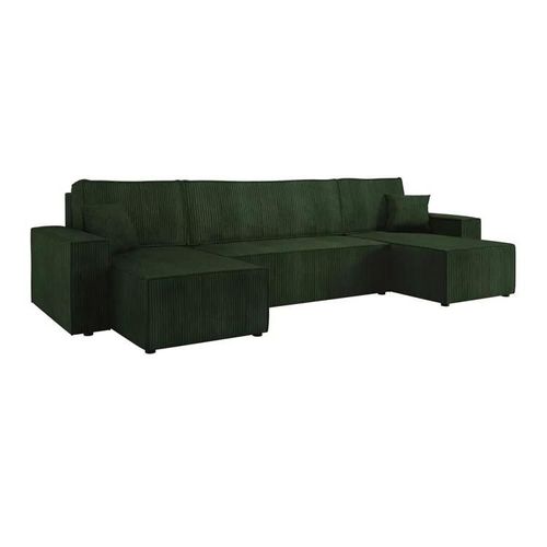 Canapé D'angle Shelton 101, Vert, Fonction De Couchage, 312x145x82cm