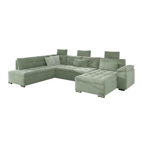 Canapé D'angle Comfivo 127, Vert, Fonction De Couchage, 350x205x101cm