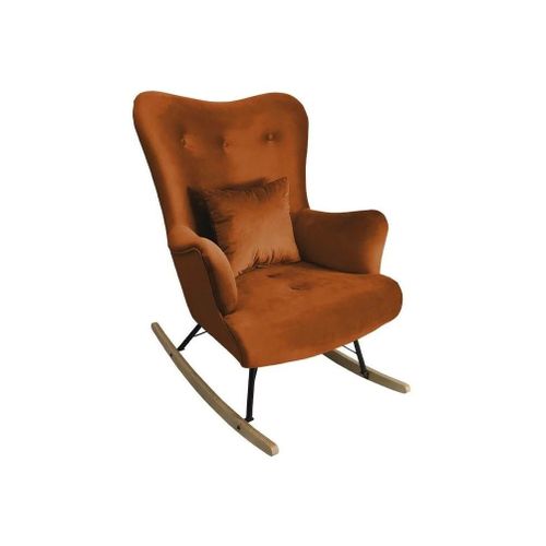 Chaise À Bascule Clovis 101, Tapisserie, En Bois, 101x76x101cm