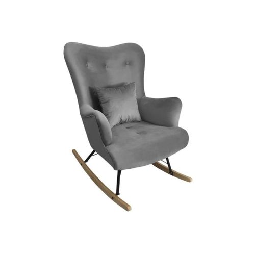 Chaise À Bascule Clovis 101, Tapisserie, En Bois, 101x76x101cm