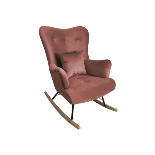Chaise À Bascule Clovis 101, Tapisserie, En Bois, 101x76x101cm