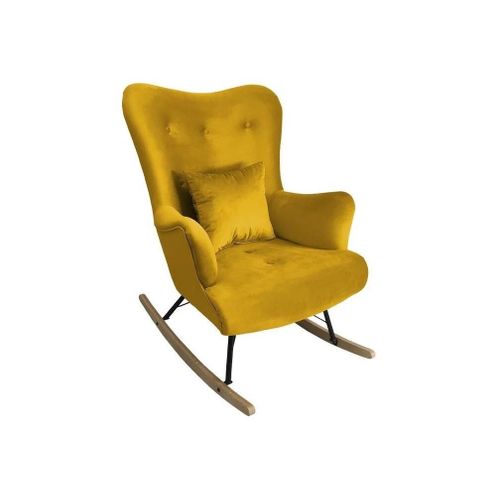 Chaise À Bascule Clovis 101, Tapisserie, En Bois, 101x76x101cm