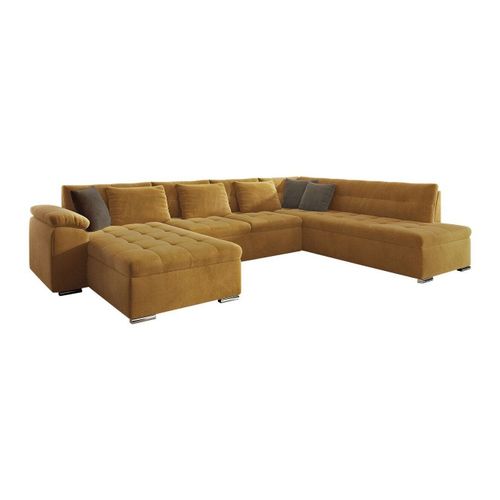 Canapé D'angle Comfivo 114, Jaune, Fonction De Couchage, 348x205x76cm