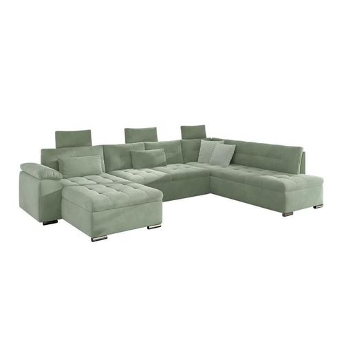 Canapé D'angle Comfivo 127, Vert, Fonction De Couchage, 350x205x101cm