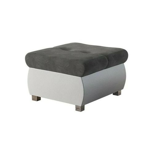 Pouf Comfivo 122, Gris, Faux Cuir + Tapisserie, 39x60x60cm